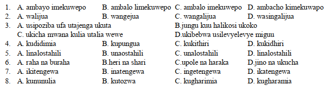 Kiswahili - KCPE 2021 Prediction Set 2 (Questions and Answers ...