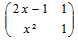 Value of x in singular matrix