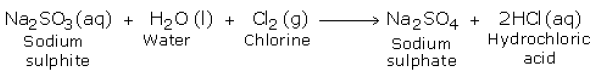 overall reaction of chlorine and sodium sulphite