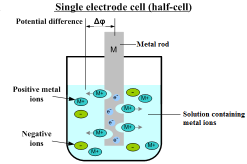 dissolution of metal and electron build up